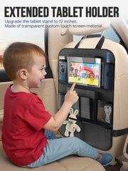 New Fi backseat organizer's two headrest hooks hold bags and groceries.