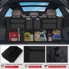 Large capacity NEWFOM trunk organizer fits camping gear.