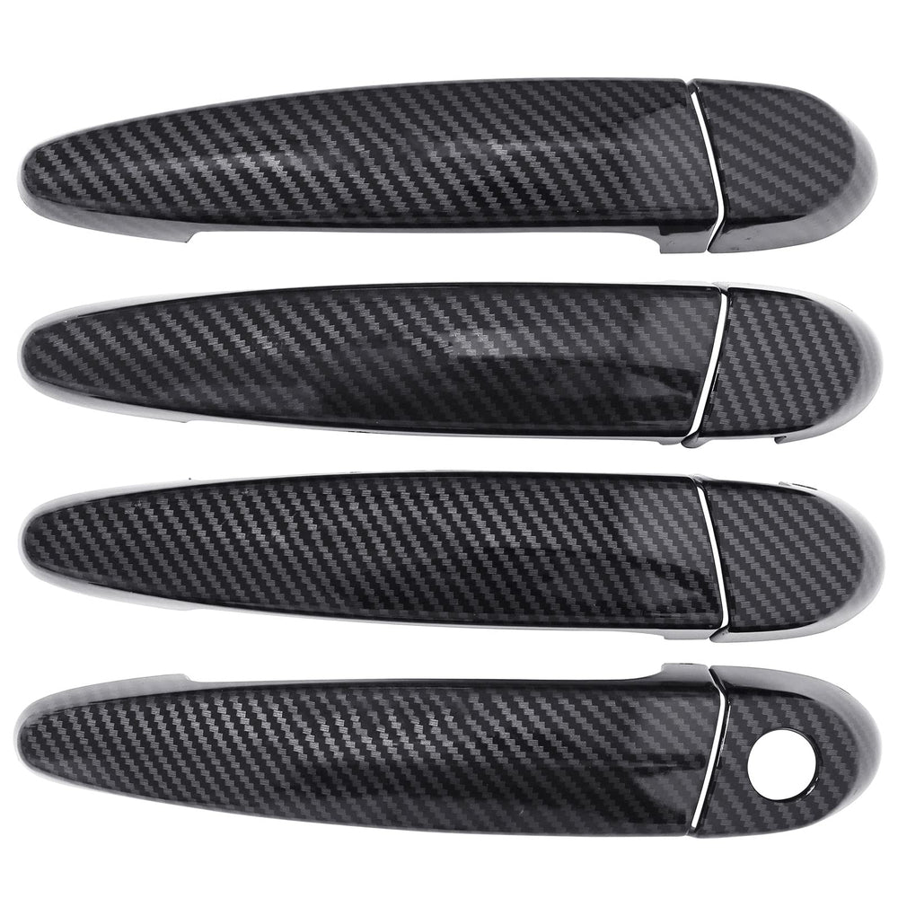 NewYall carbon fiber exterior door handle cover on the rear left, resists wear.