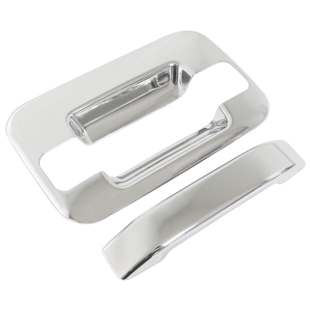 NewYall chrome door handle cover on Ford F-150 rear-left protects against wear.