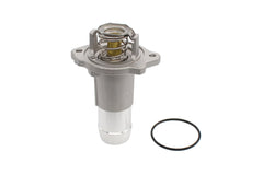 NewYall engine coolant thermostat and housing closeup with gasket for reliable cooling.