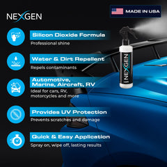 Nexgen Ceramic Spray with water beading shows hydrophobic protection on clearcoat.