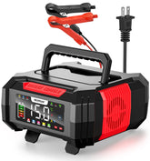 NEXPEAK 15A charger front view highlighting quick 9-stage charging for ready batteries.