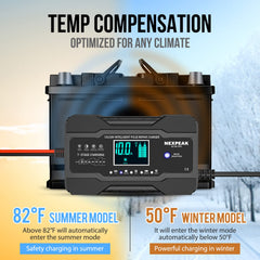 NEXPEAK float/trickle charging mode maintains batteries during storage