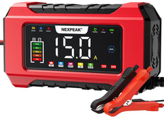 NEXPEAK NC215 front view with color screen for quick battery checks.
