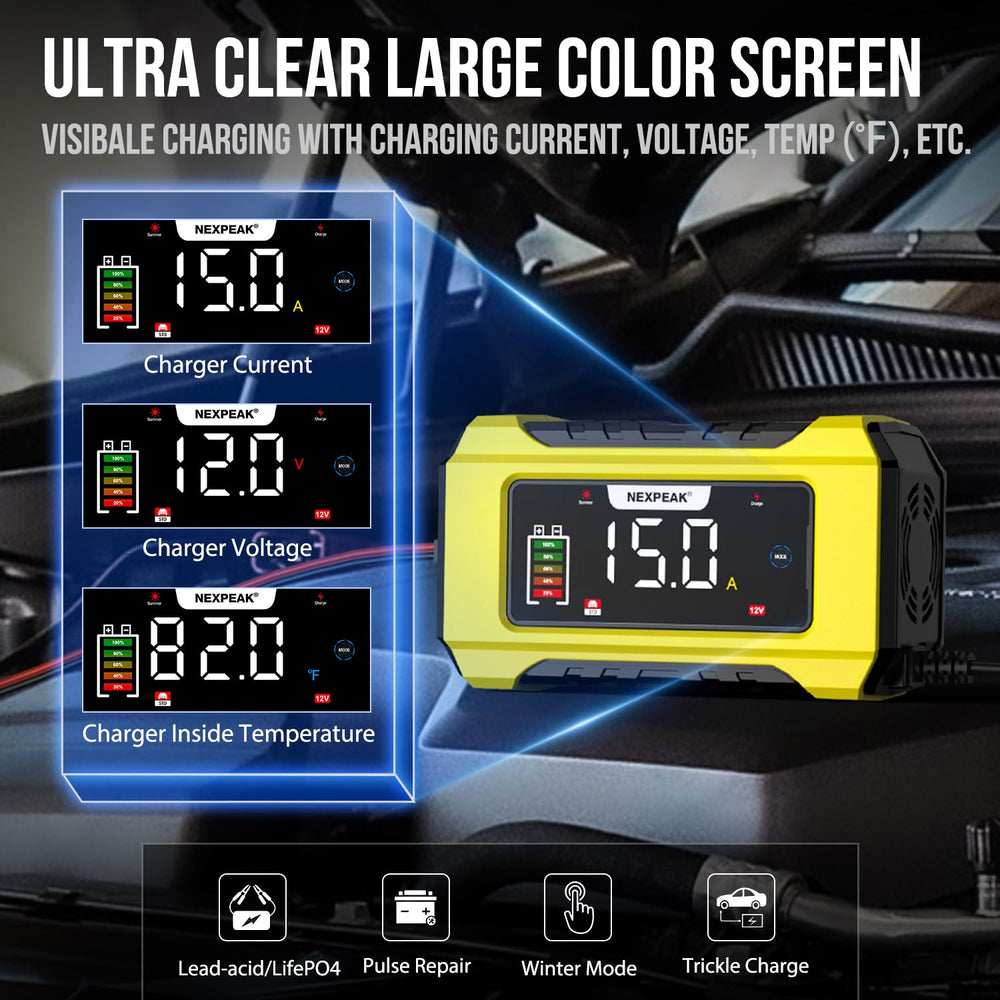NEXPEAK NC215 temp compensation helps safe charging across seasons.