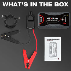 NEXPOW Q10S includes smart jumper cables and USB-C charging cable