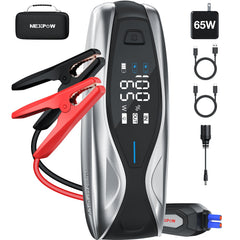 NEXPOW X7 jump starter with LCD display shows battery status for confident starts.