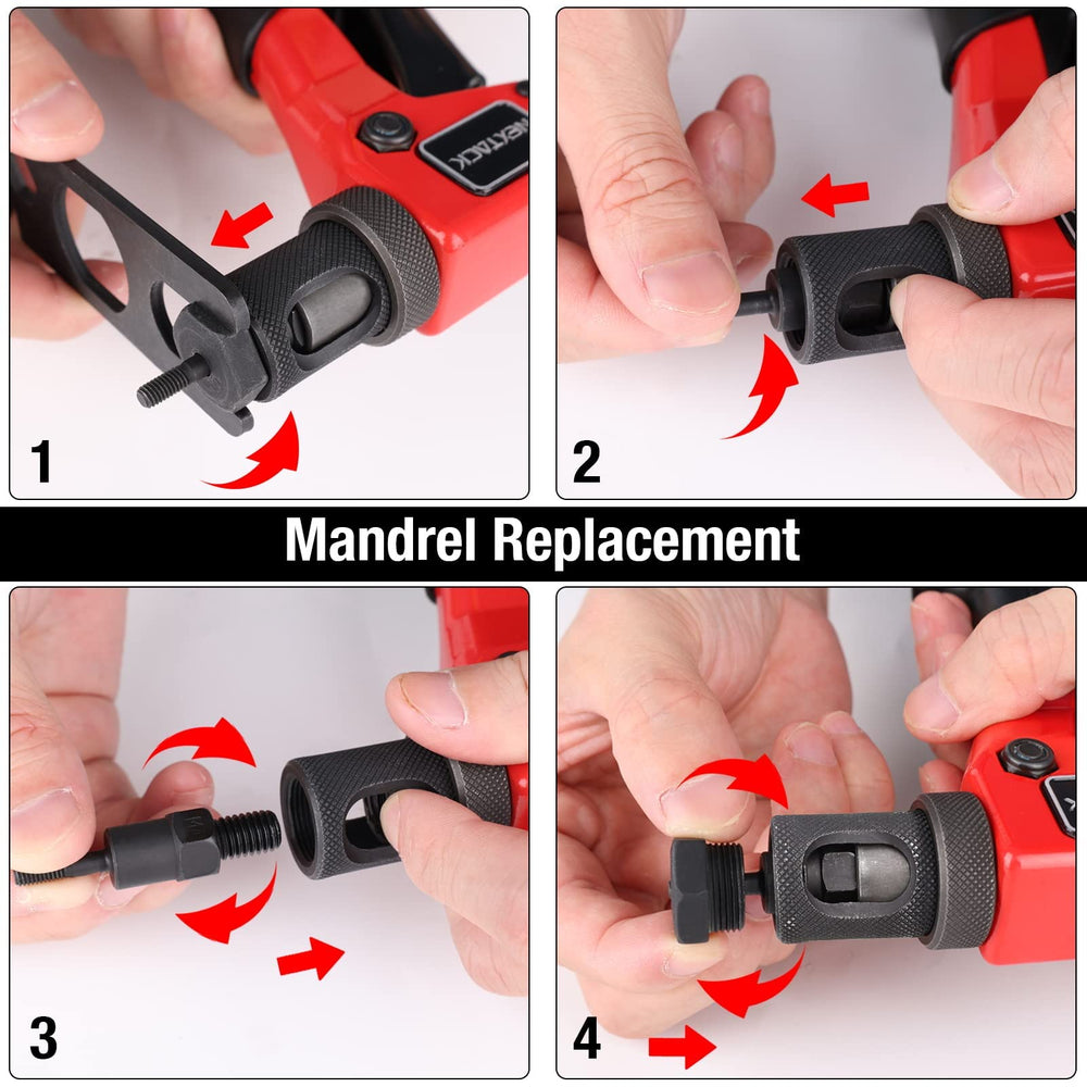 NEXTACK Cr-Mo steel mandrel delivers durable, repeatable rivnut performance.