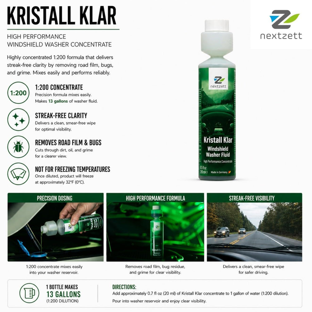 Close-up Kristall Klar concentrate highlighting 1:200 potency for powerful cleaning.