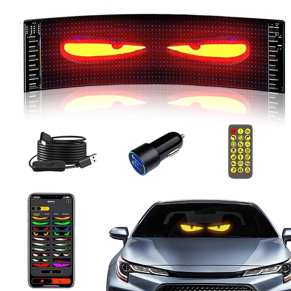 Nfutreon Flexible Devil Eyes Light on windshield, bright daytime display for clear driver alerts.