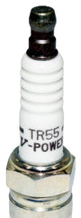 NGK 3951 TR55 spark plug threads closeup demonstrates installation readiness