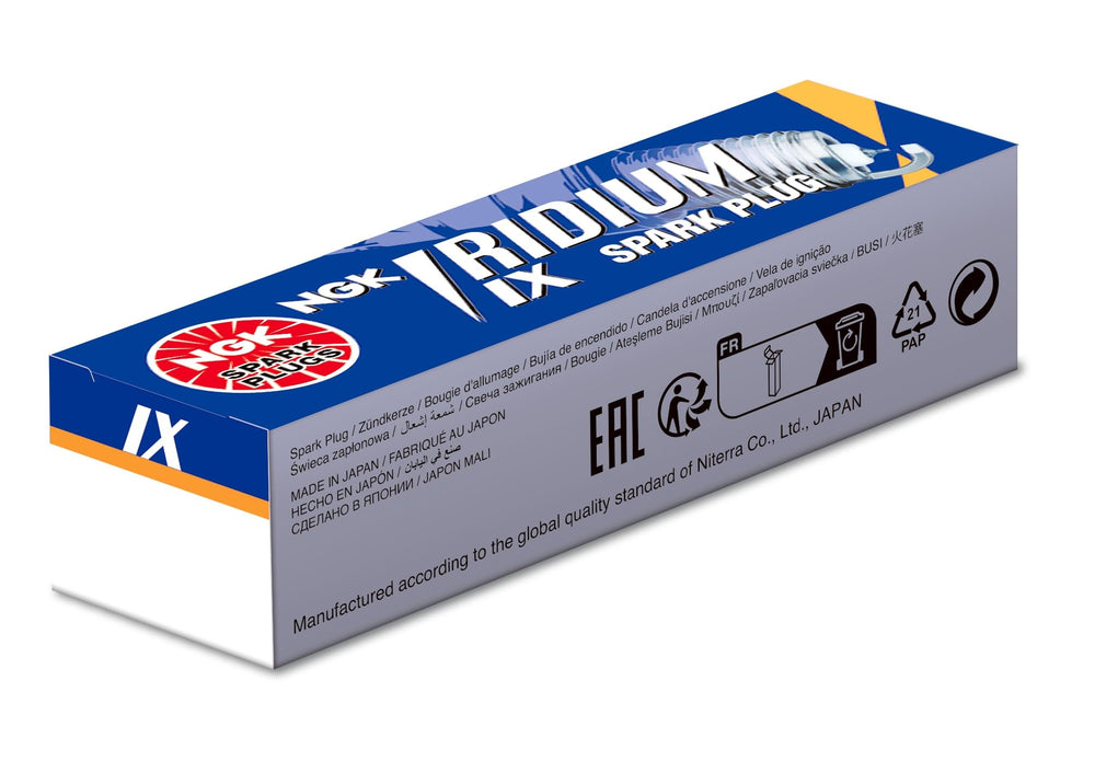 NGK BKR5EIX Iridium IX spark plug packaging image for easy aftermarket replacement.