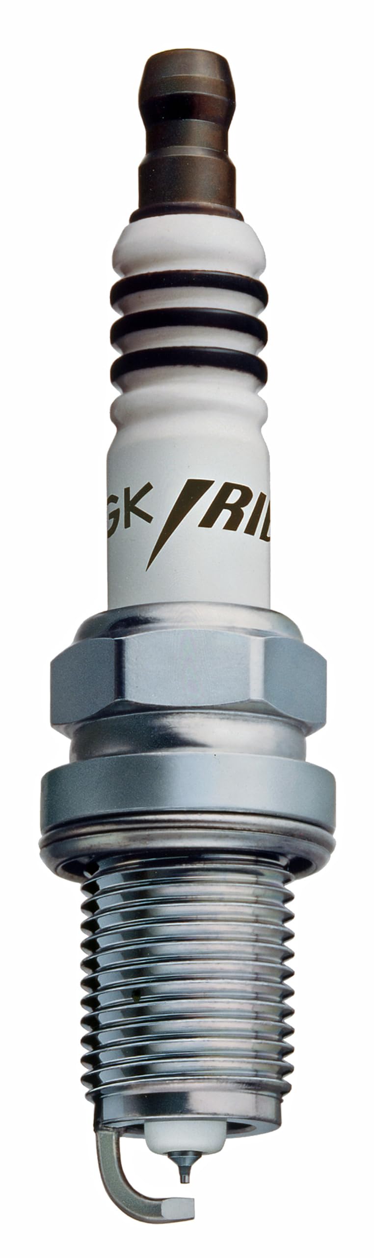 NGK BKR5EIX Iridium IX spark plug close-up showing precision tip for reliable ignition.