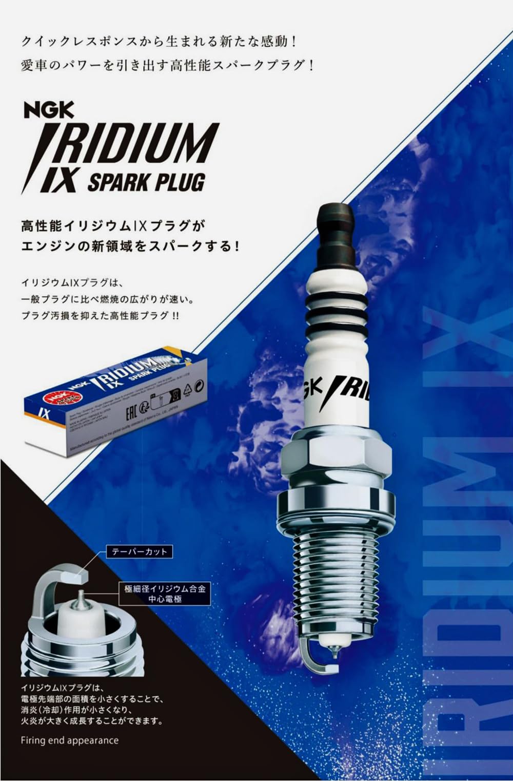 NGK BKR5EIX Iridium IX spark plug terminal electrode detail for durability.