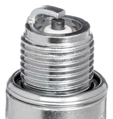 NGK BR6HS10 spark plug front view showing threading and build.