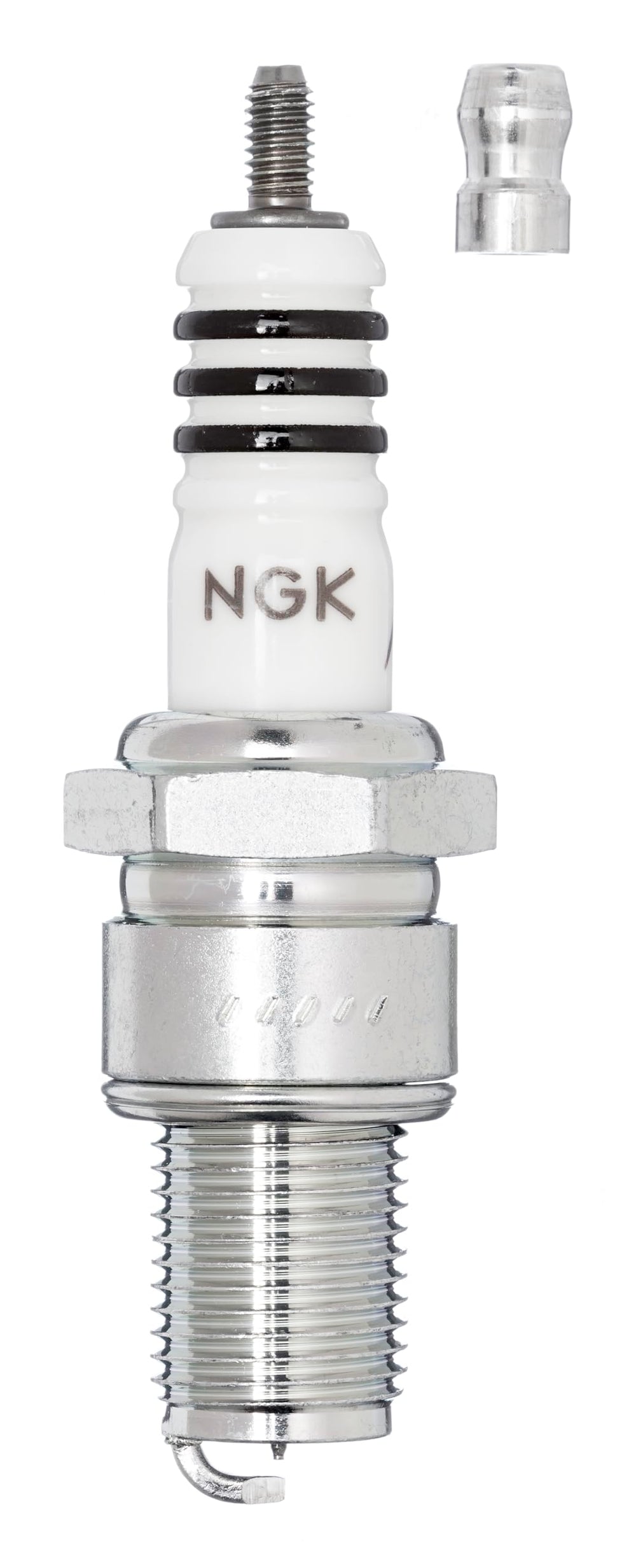 NGK BR7EIX iridium tip close-up highlighting durable, consistent sparks.