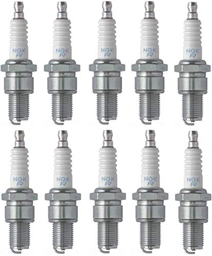 NGK BR9ES thread area highlights 14mm thread size and gasket seat.