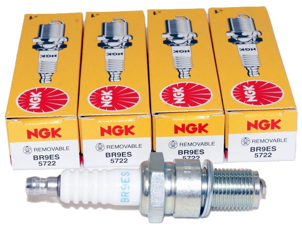 NGK BR9ES spark plug pack front view highlighting reliability for quick starts.