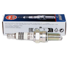 NGK CR9EIX spark plug back view shows durable components for long life