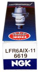 NGK iridium plug close-up highlighting durable wear resistance.