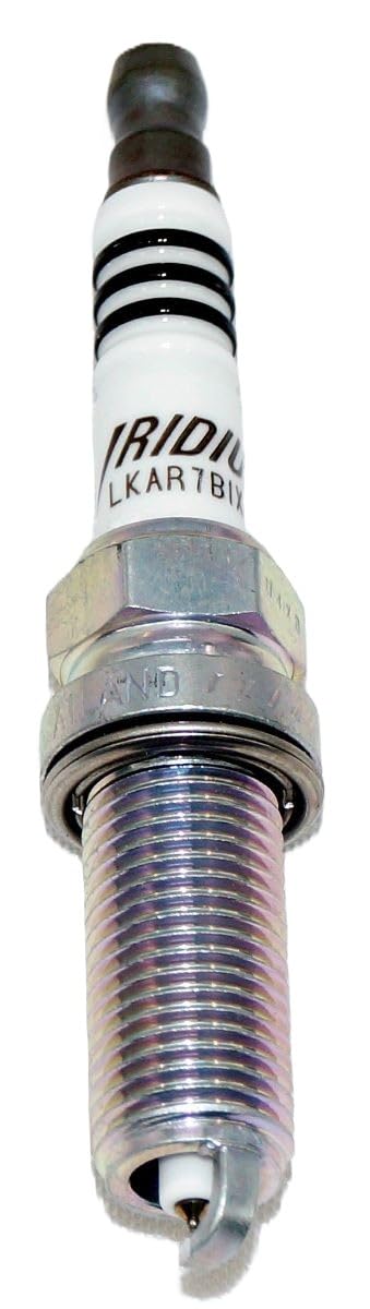 NGK LKAR7BIX-11S insulator ribs closeup showcasing anti-flashover design