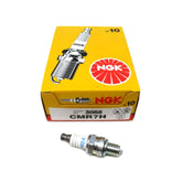 NGK 3066 spark plug top view for lawn mower ignition.