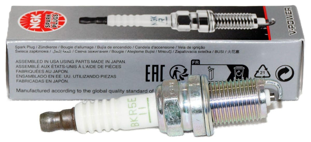 NGK BKR5E-11 spark plug side view highlights robust build for longevity.