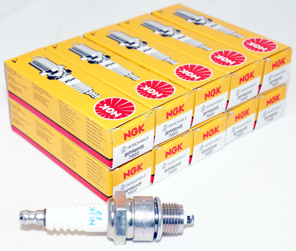 NGK BPR6HS spark plug 10-pack front view, ready for quick maintenance tasks.