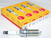 NGK LFR6A 4-pack packshot shows genuine NGK parts for direct replacement