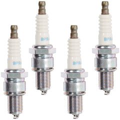 NGK BPR4ES spark plugs, side view, improved ignitability and efficiency.