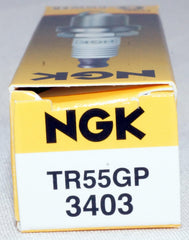 NGK TR55GP ceramic insulator and electrode close-up highlighting heat tolerance.