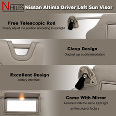NHILES beige driver-side sun visor for Altima 2013–2018 offers direct replacement fit.