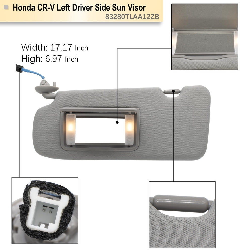 NHILES Honda CR-V visor for 2017–2022 gray, easy installation