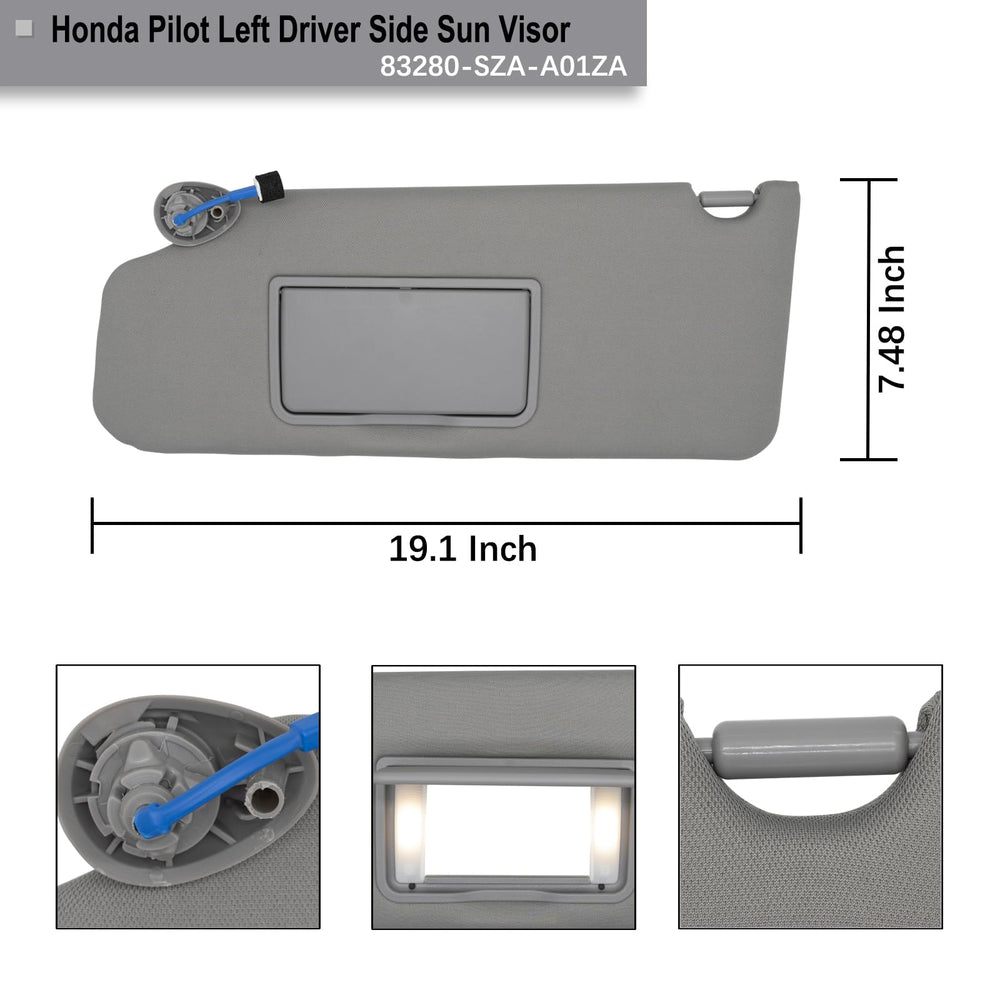NHILES left driver-side visor fits 2009-2015 Honda Pilot models.