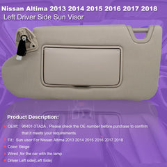 NHILES sun visor left driver side with light for Altima 2013–2018 enhances visibility.