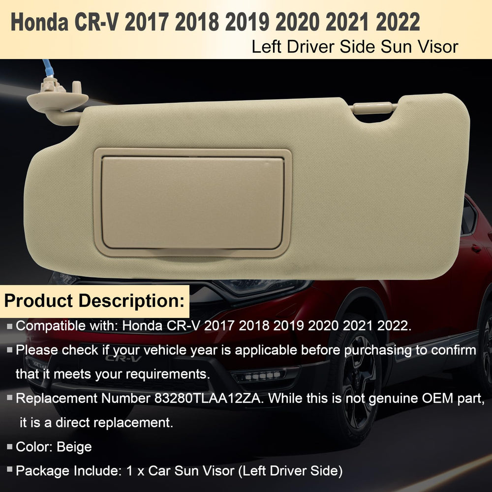 NHILES left-driver sun visor beige for Honda CR-V, easy install and shade for daytime use.