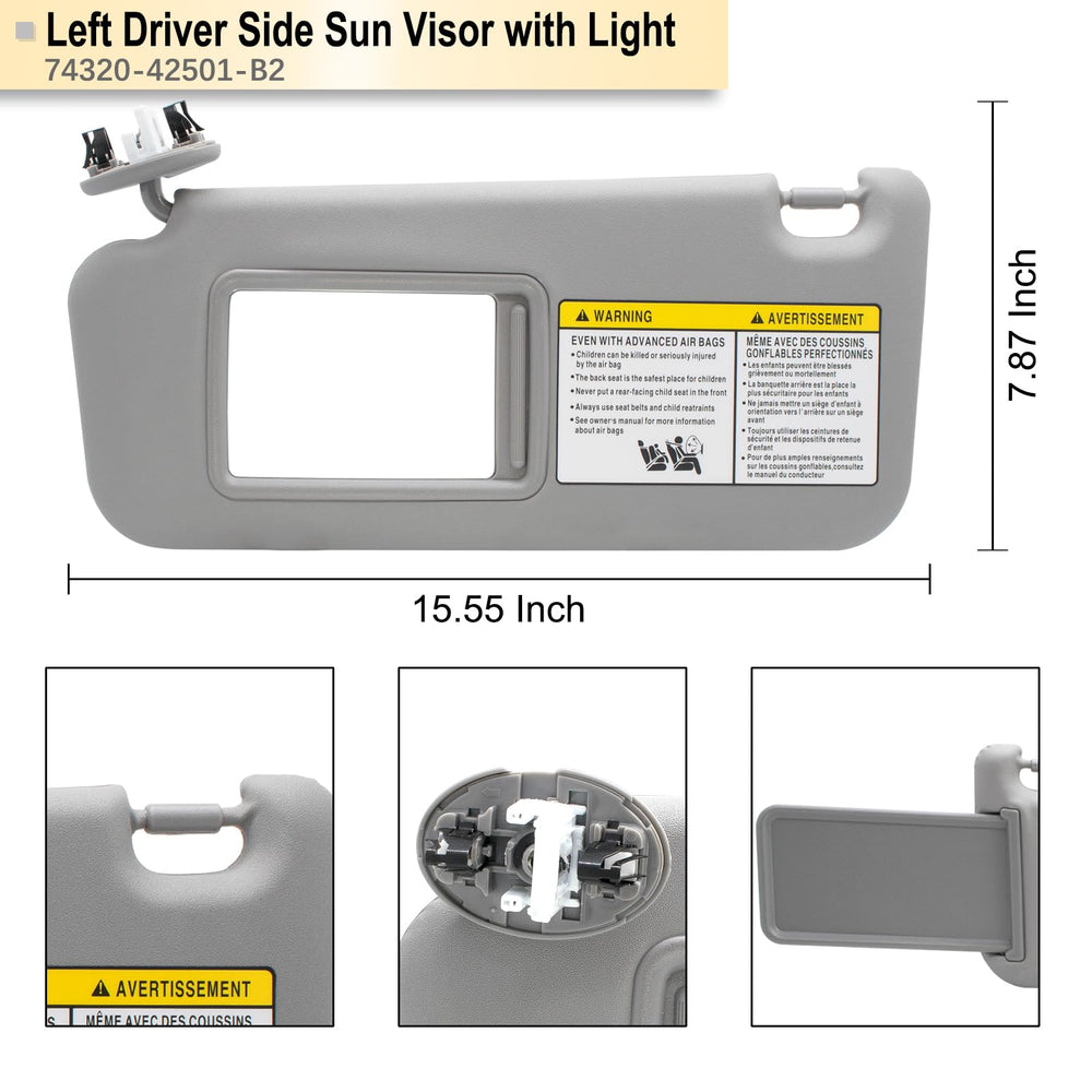 NHILES sun visor with lamp cutout detail in gray matches RAV4 interior.