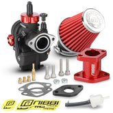 NIBBI carburetor kit for Predator 212 with red finish improves throttle response.