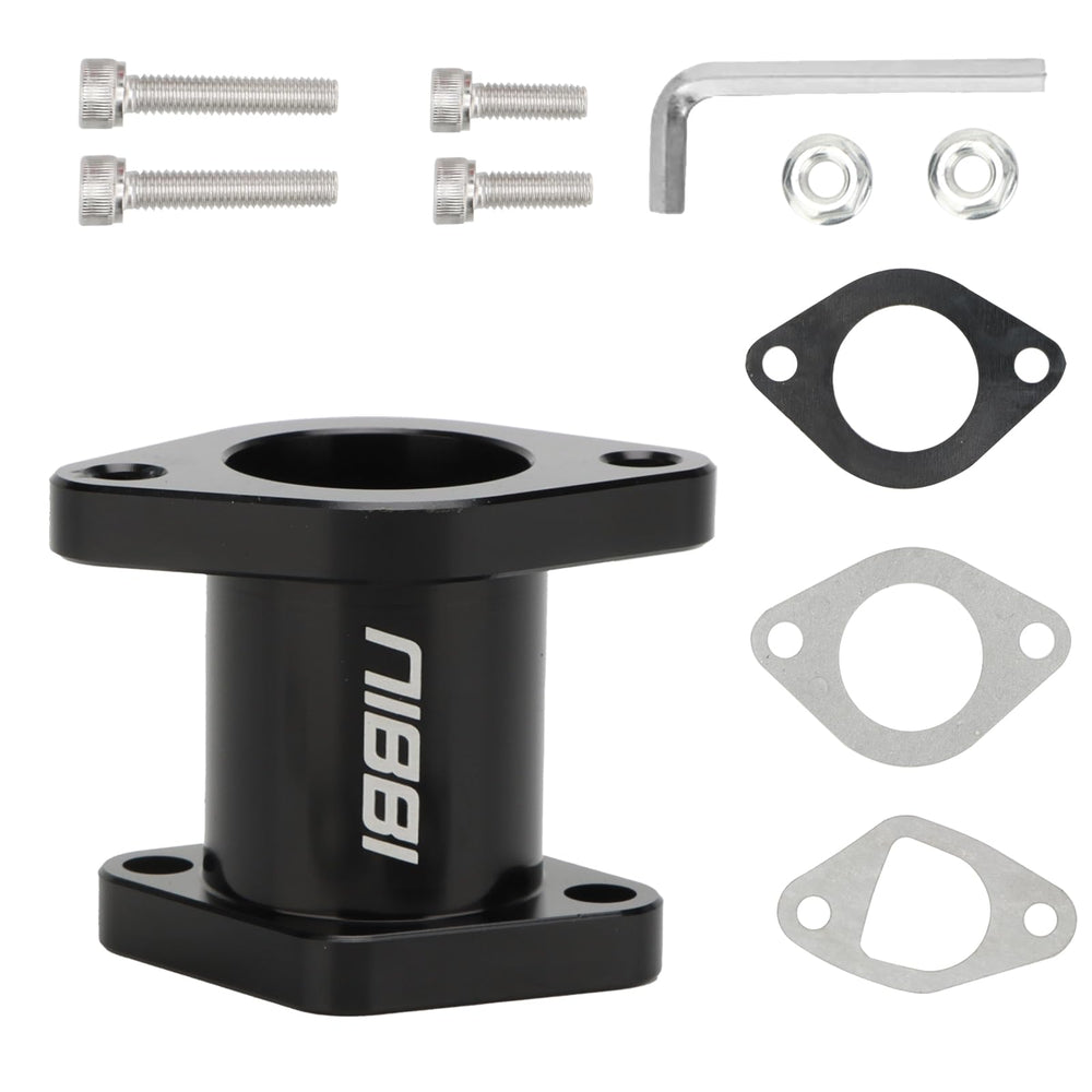 NIBBI Coleman intake manifold black closeup highlights durable aluminum construction.