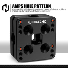 NICECNC 12mm GPS clamp on R1200GS enabling flexible orientation for navigation.