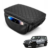 NICTSEPO center console cover on Jeep Wrangler JL/JLU with seamless fit and premium leather