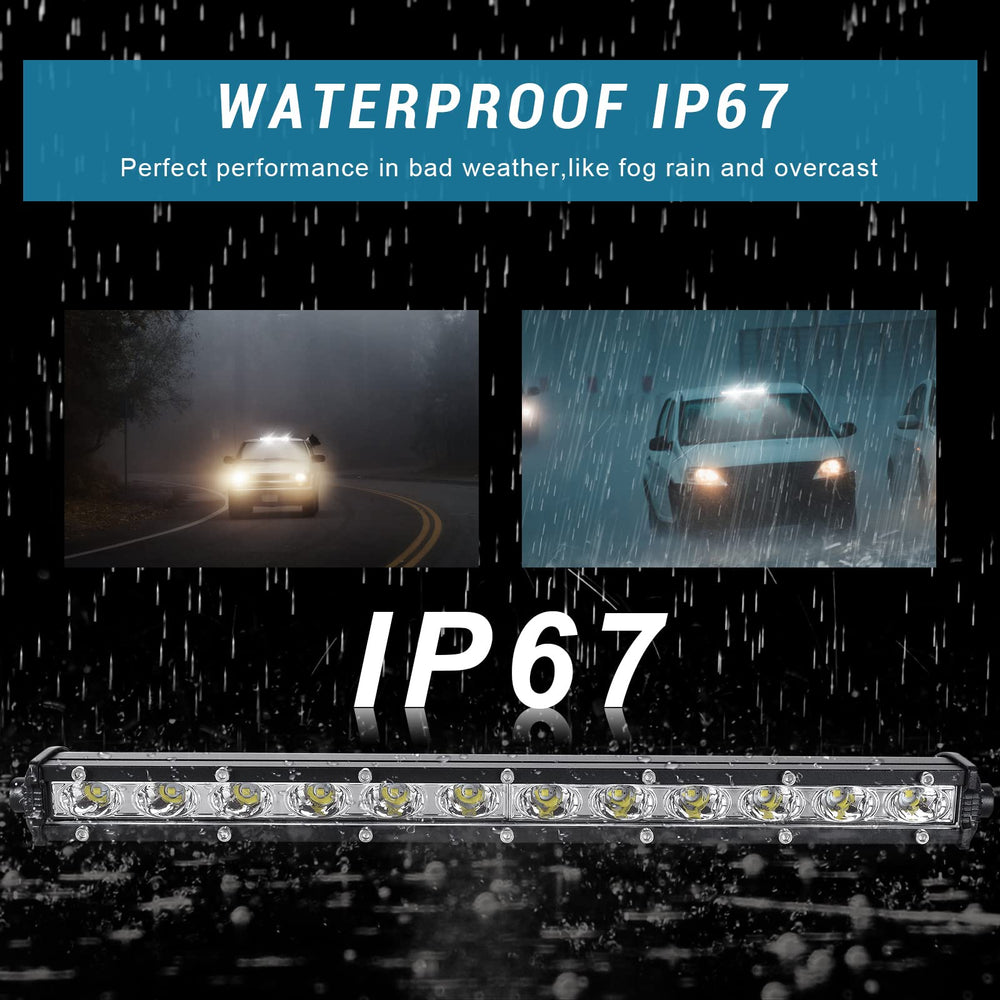Nifeida 14-inch LED light bar IP67 waterproof design resists rain and dust.
