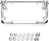 Nightingale Villa premium 3D palm-tree frame, front view, chrome shine for timeless vehicle style