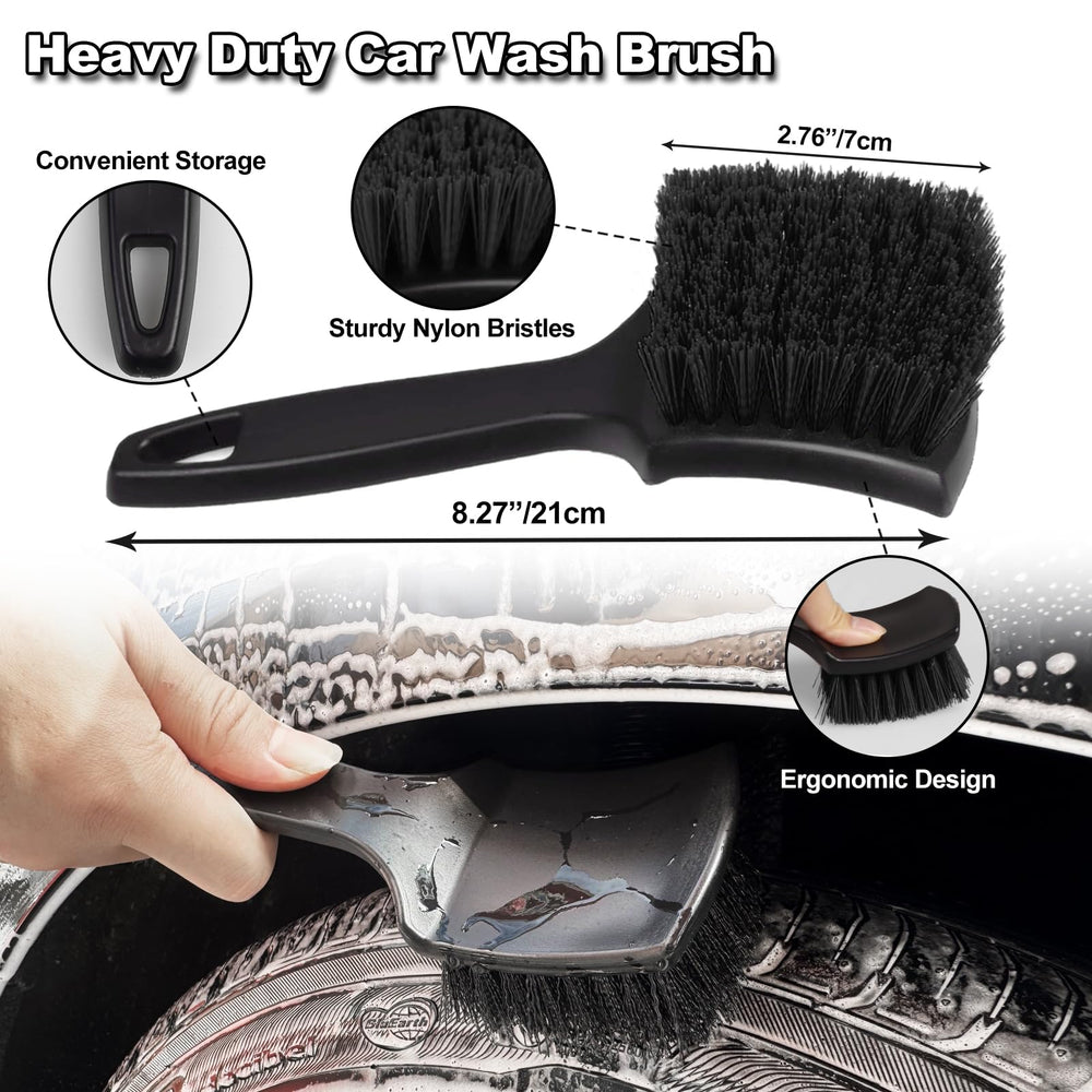 NIKCOSMK car-detailing-brush reaches tight spots for thorough wheel cleaning.