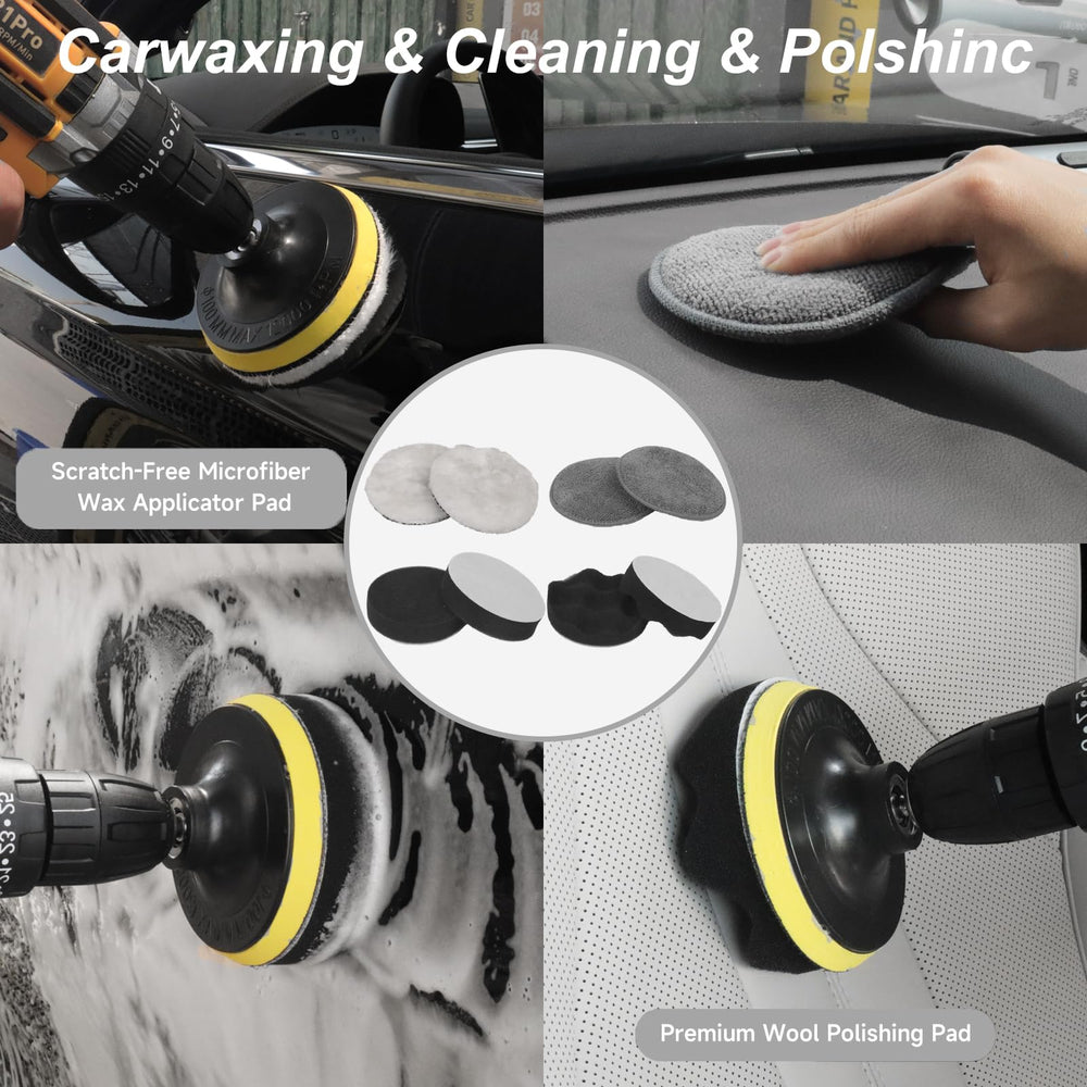 NIKCOSMK detailing drill brush attachments tackle dirt on mats, upholstery and tough spots
