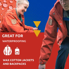 Nikwax Wax Cotton Proof boosts water repellency and keeps you drier in rain