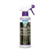 Nikwax Wax Cotton Proof spray application enhances durable water repellency for waxed jackets