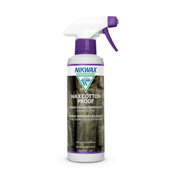 Nikwax Wax Cotton Proof spray application enhances durable water repellency for waxed jackets