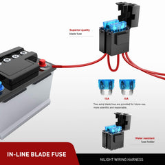 Nilight 10031W inline fuse relays safeguard circuits for rugged driving.